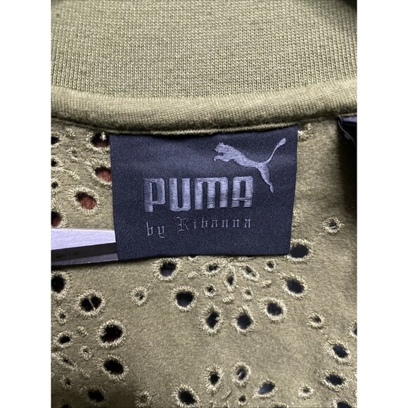 PUMA FENTY Zip Up Embroidered Eyelet Edge Jacket Olive Green Oversized Size M - Picture 7 of 10